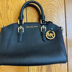 Michael Kors Black Satchel with Gold Hardware